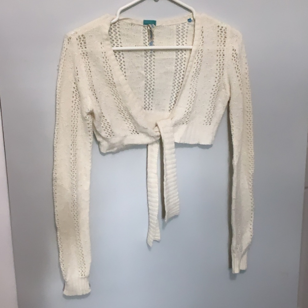 Aeropostale Tie Front Cropped Cardigan